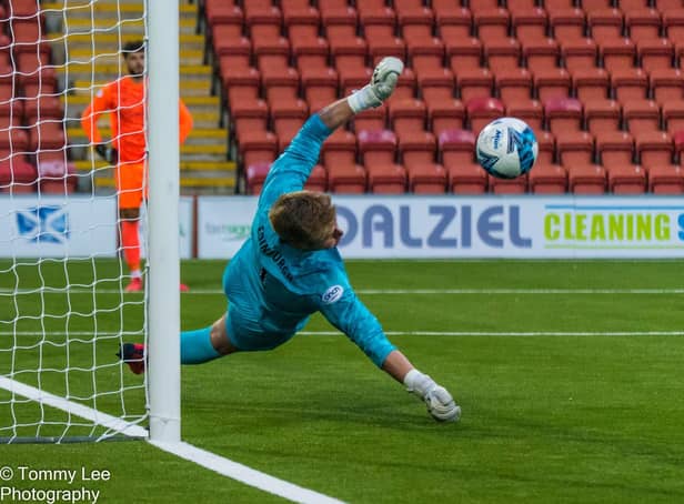 Sam Ramsbottom was the hero during the penalty shootout win over Airdrie earlier this month. Picture: Tommy Lee.
