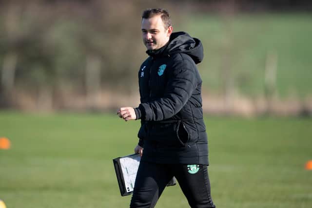 Hibs manager Shaun Maloney during training ahead of this weekend's cinch Premiership match with St Mirren. Picture: SNS