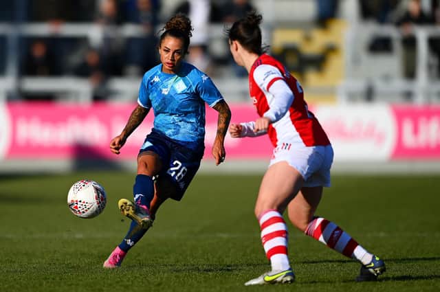 Brooke Nunn in action for London City Lionesses against Arsenal in the FA Cup in January 2022. She spent the first half os this this in Turkey. Picture: Alex Davidson/Getty