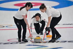 Great Britain's Eve Muirhead curls the stone during the women's round robin session 10 game against China