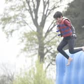 This youngster took a leap of faith at Foxlake Adventures' Aqua Park at the weekend.