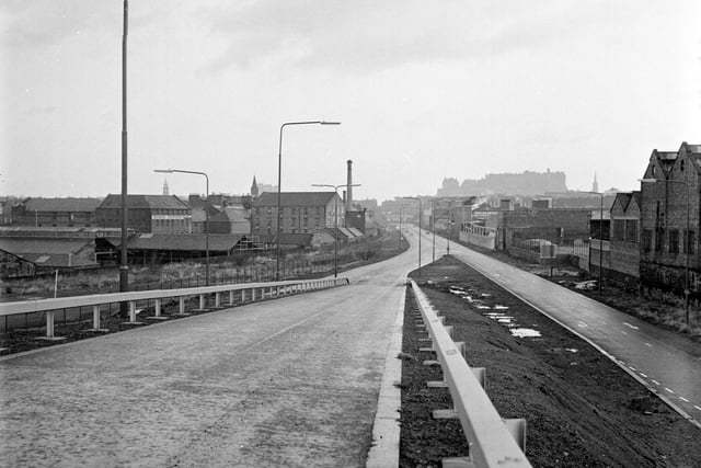 This is the West Approach Road - originally known as the West Link Road - which opened in December 1974.  But there was a much more ambitious and controversial scheme, the Western Relief Road,  which would have served as a bypass for Corstorphine, running from the end of the M8, through Broomhouse and Stenhouse to connect with the West Approach Road.
 It was supported by the Tory administration on Lothian Regional Council but in 1986 they lost power to Labour who were pledged to scrap it. Alistair Darling, who became Labour's transport convener, later recalled: ""It was basically extending the M8 into Lothian Road.  When we got elected, the contracts had been signed the day before the election and we ripped them up the day after, so it was never built."