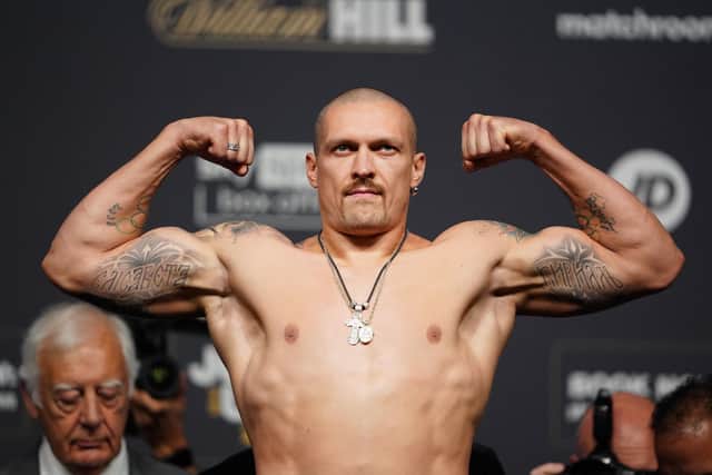 Oleksandr Usyk during a weigh in at The O2 London on Friday September 24, 2021 (Image: Zac Goodwin/PA Wire)