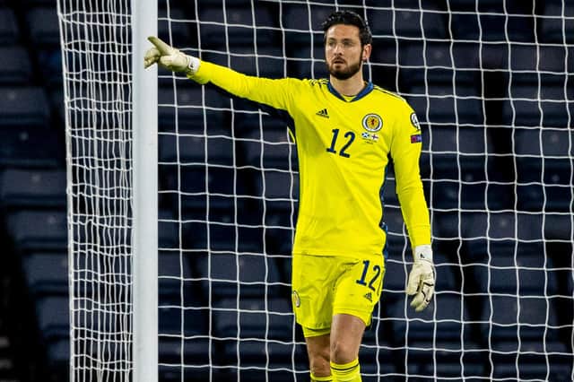 Craig Gordon will break the Hearts record for Scotland appearances if he plays against Moldova and Denmark