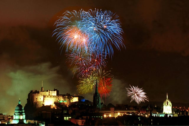 The Glenlivet Fireworks mark the end of the Edinburgh Festival in 1994. This great photo was taken from Arthur's Seat of the fireworks going off over Edinburgh Castle.