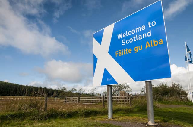 "Welcome to Scotland" sign at the Scotland/England border.  Picture: Getty Images.
