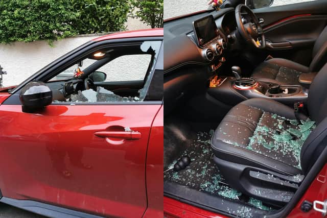 Diane Blackwood's car, parked on Caledonian Crescent, had it's side window smashed and blue disabled badge stolen from within on Tuesday, May 2.