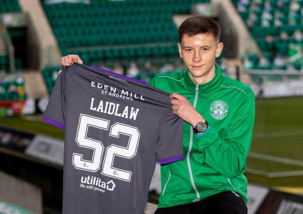 Ethan Laidlaw celebrates signing his first professional deal with Hibs