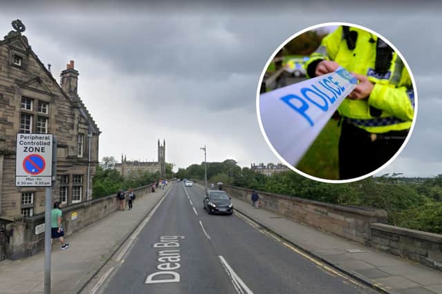 Police cordoned off Dean Bridge in Edinburgh, after the body of a man was found beneath the viaduct.