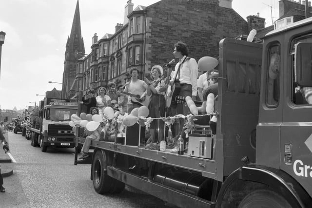 Decorated floats and lorries drove down Leith Walk to celebrate the Leith Pageant in June 1986.