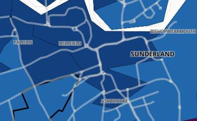 The areas in and around Sunderland with the highest coronavirus cases.