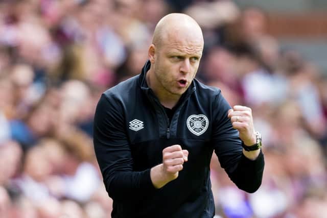 Hearts technical director Steven Naismith issuing instructions from the sideline. Picture: SNS