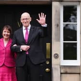 John Swinney, with his wife Elizabeth Quigley, on the steps of Bute House, the official residence of the First Minister.  Picture: Andrew Milligan/PA Wire