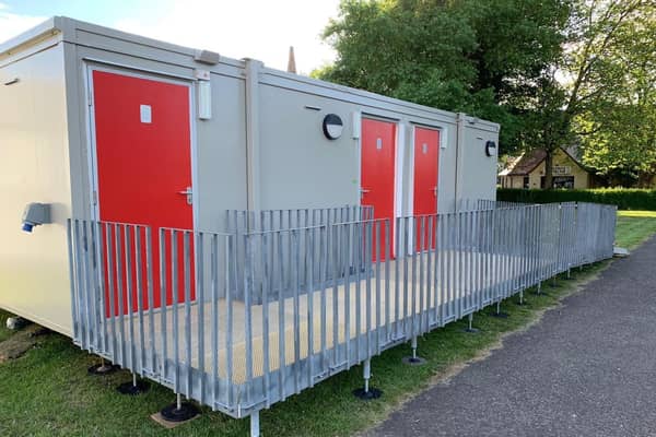 One of the temporary toilets installed by the council in city parks in 2021.