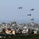 An airdrop of humanitarian aid over Gaza on March 21