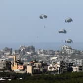 An airdrop of humanitarian aid over Gaza on March 21