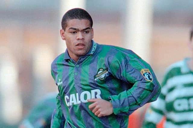Kevin Harper in action for Hibs during the 1995/96 season