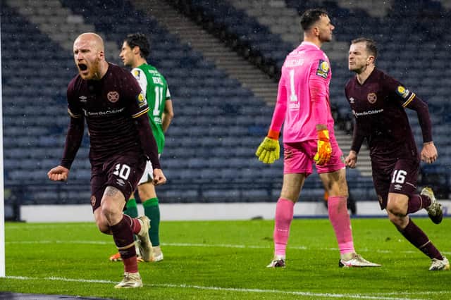 Liam Boyce's penalty was the winner for Hearts against Hibs.