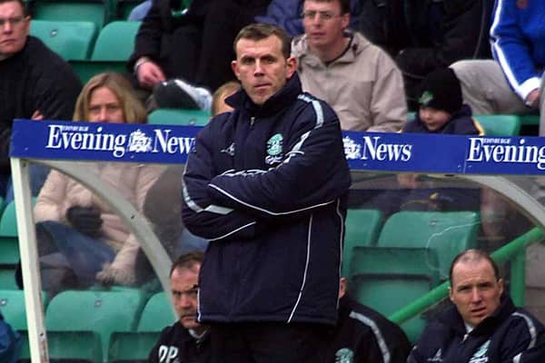 Franck Sauzee watches on as Hibs draw with Dunfermline in his final game in charge