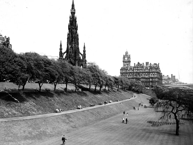The putting green is a popular place for holidaying people in East Princes Street Gardens in 1959.