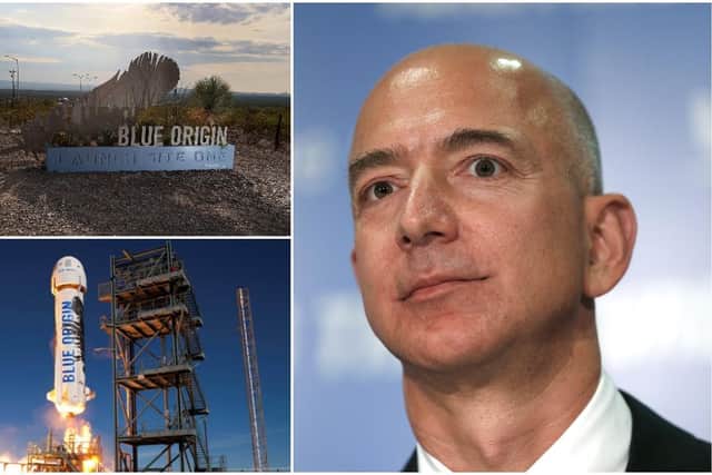 Jeff Bezos, the billionaire founder of Amazon, is set to fly to space on Tuesday aboard a rocket built by his private space company, Blue Origin (Getty Images/Blue Origin/MEGA)