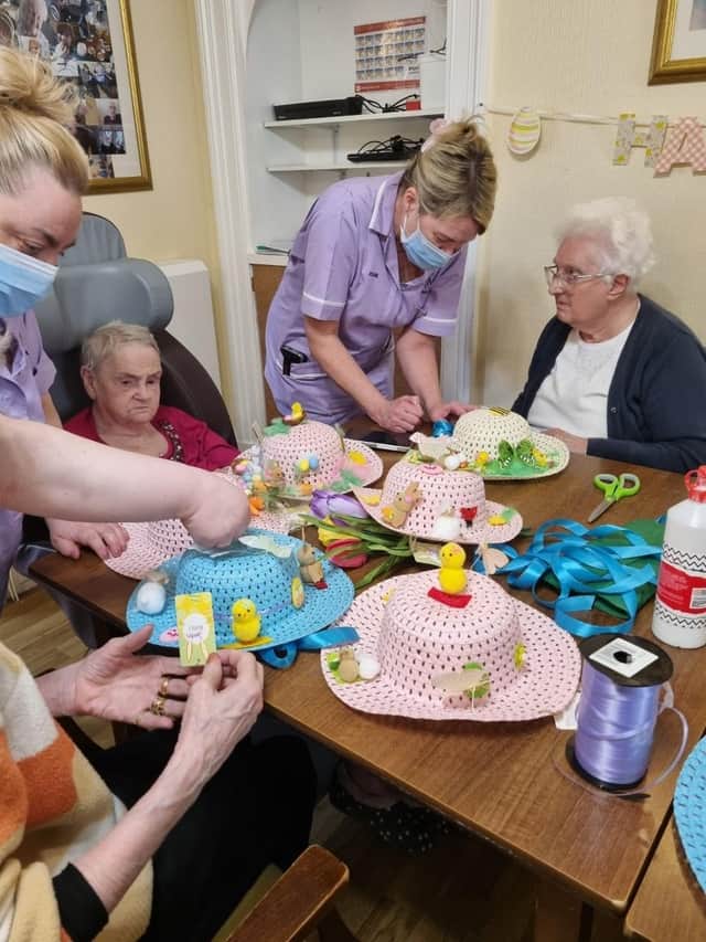 Local housebuilder Dandara donated arts and crafts materials to delighted residents who quickly got to work creating a colourful selection of Easter bonnets.