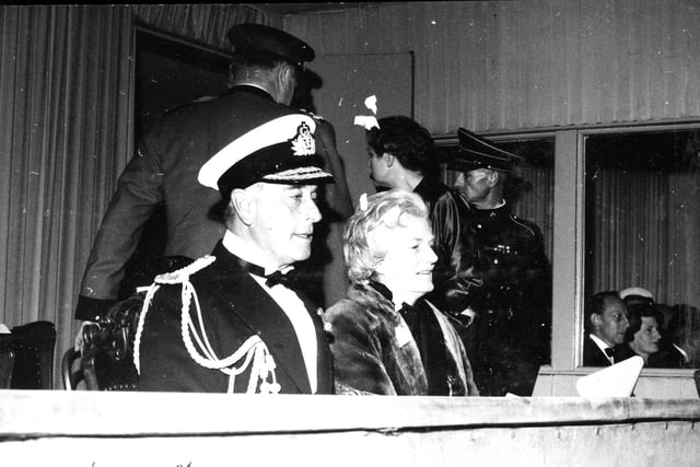 Lord Louis Mountbatten (Earl Mountbatten of Burma) and Lady Lambe at the Edinburgh Tattoo in 1962.