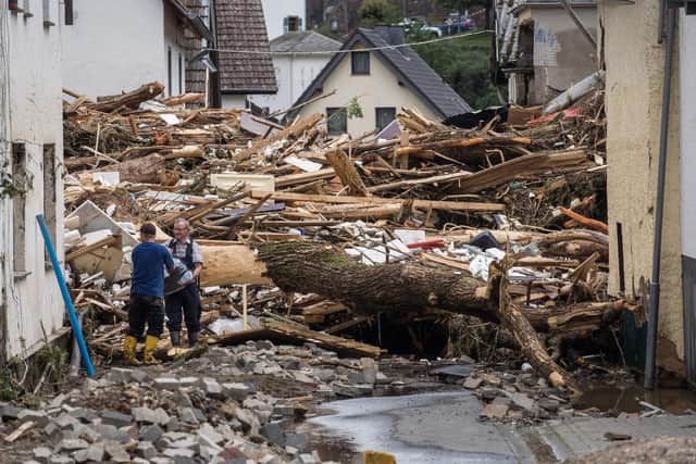 Debris and damaged houses destroyed by the floods in Schuld near Bad Neuenahr, western Germany (Getty Images)