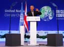 Former US president Barack Obama gives a speech during the Cop26 summit at the Scottish Event Campus (SEC) in Glasgow. Picture date: Monday November 8, 2021.