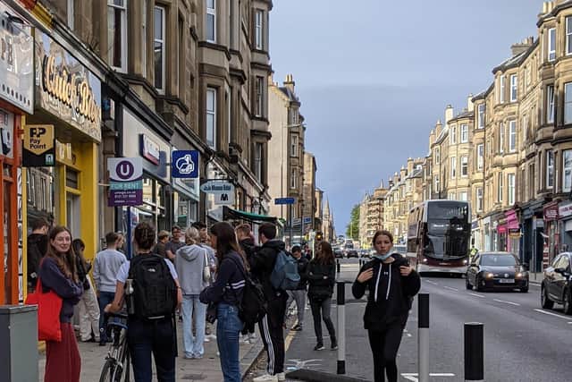 A queue of 30 prospective tenancy queue to view a flat on Morningside Road, Edinburgh.