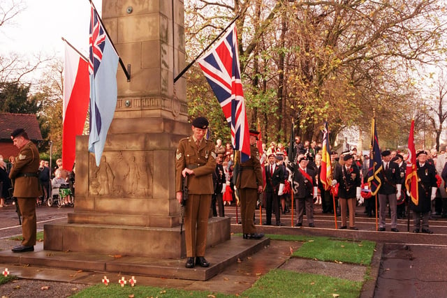 The scene at the Doncaster war memorial for the remembrance day service in 1998