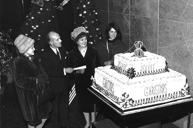 Goldbergs' giant Christmas cake, 1965.