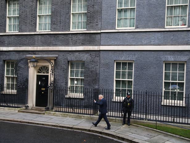 Boris Johnson arriving in Downing Street after the Conservative Party was returned to power in the General Election with an increased majority. Boris Johnson will publicly announce his resignation later today, likely before lunchtime, the BBC is reporting. Issue date: Thursday July 7, 2022.
