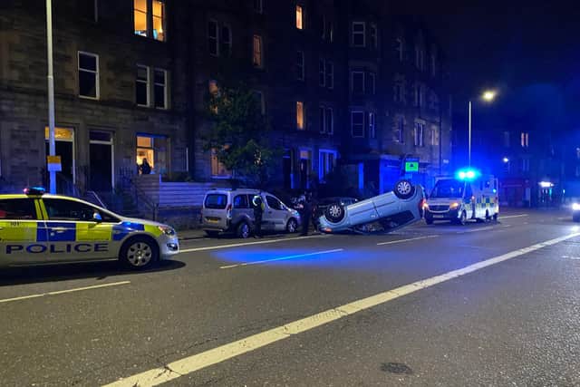 The car was spotted flipped upside down last night (Pic: Jacob Horsburgh)