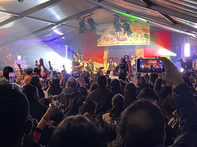The crowd enjoyed an energetic performance from Unison Entertainments at the festival.