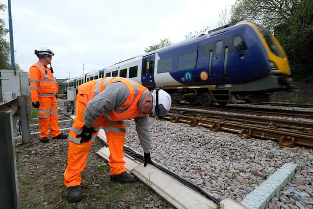 Signalling cables were stolen from tracks on the London-Scotland railway line.