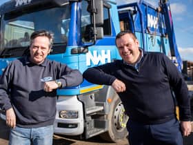 From left: Gordon Stanley from J&J Stanley Recycling and Mark Williams, CEO at NWH Group, at the Cowen Road site in Blaydon. Picture: The Bigger Picture Agency.