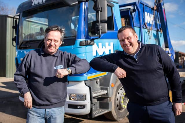 From left: Gordon Stanley from J&J Stanley Recycling and Mark Williams, CEO at NWH Group, at the Cowen Road site in Blaydon. Picture: The Bigger Picture Agency.