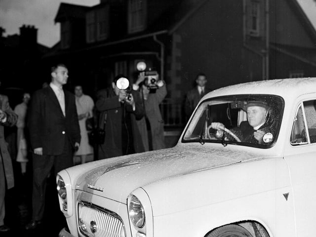 Condemned man Forbes McLean married in Saughton Prison in 1958. His bride is pictured in a car driven by Rev John Wood
