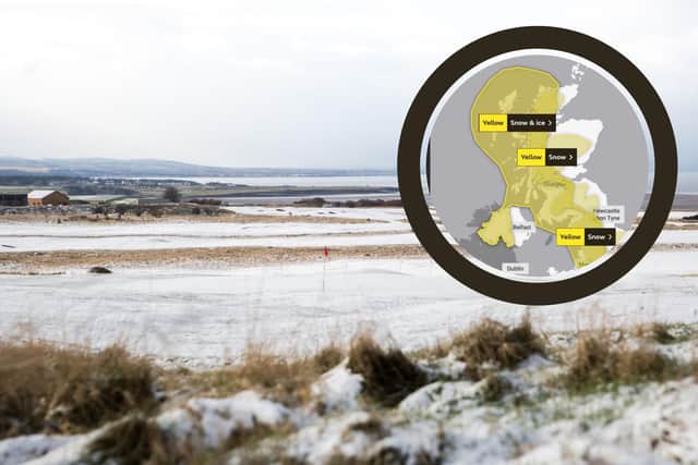 The Met Office forecast says that snow and ice will affect several areas of Scotland.