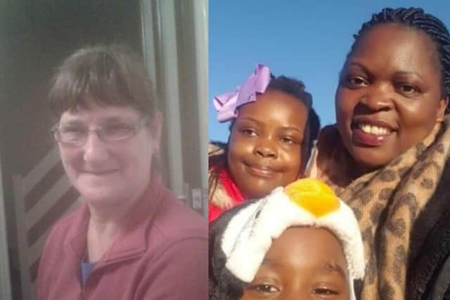 Jane Murphy, clinical support worker and Naggayi Angella, trainee mental health nurse, pictured with her children picture: supplied