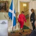 First Minister Nicola Sturgeon leaves the press conference in Bute House on February 15, after announcing that she was standing down.  Picture: Jane Barlow / PA.