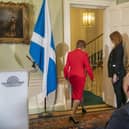 First Minister Nicola Sturgeon leaves the press conference in Bute House on February 15, after announcing that she was standing down.  Picture: Jane Barlow / PA.