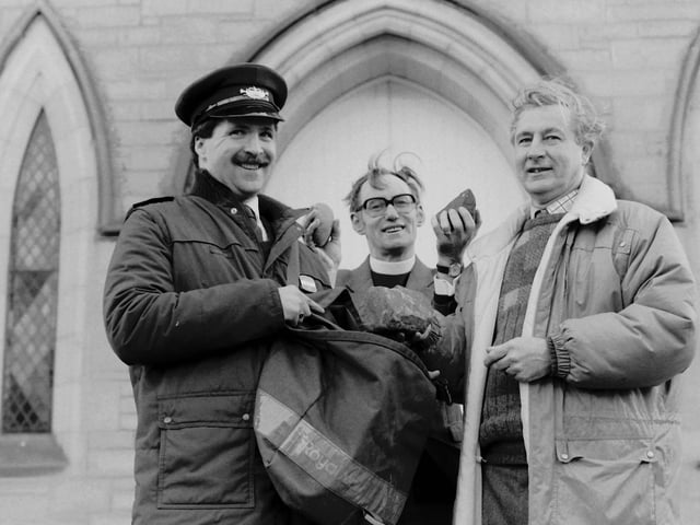 Stones from Selkirk being sent to Australia for a cairn, March 1988.