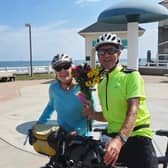 George with his wife Mary who cycled from San Diego in California to St Augustine in Florida to raise funds