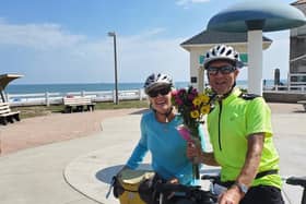 George with his wife Mary who cycled from San Diego in California to St Augustine in Florida to raise funds