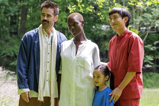 Colin Farrell, Jodie Turner-Smith, Malea Emma Tjandrawidjaja and Justin H. Min in the new film 'After Yang.'