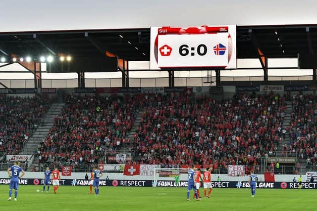The match will be played at the Kybunpark stadium in St Gallen. Shown here in 2018 playing host to a Nations League match between Switzerland and Iceland. Picture: Getty