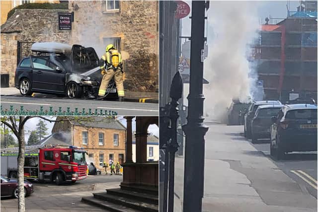 An eyewitness heard one man cry 'it's gonna blow' as a car burst into flames on Haddington's Court Street. Picture: submitted