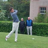 Harry Carruthers, playing for Watsonians, tees off at the first in the third round of the Dispatch Trophy at the Braids. Picture: National World.